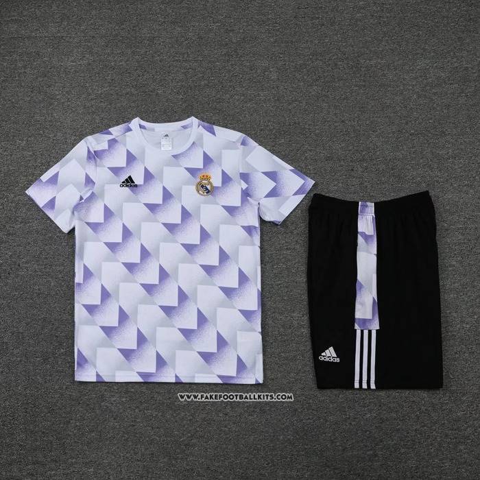 Tracksuit
 Real Madrid Short Sleeve
 22/23 White
 and 
Purpura - Shorts
